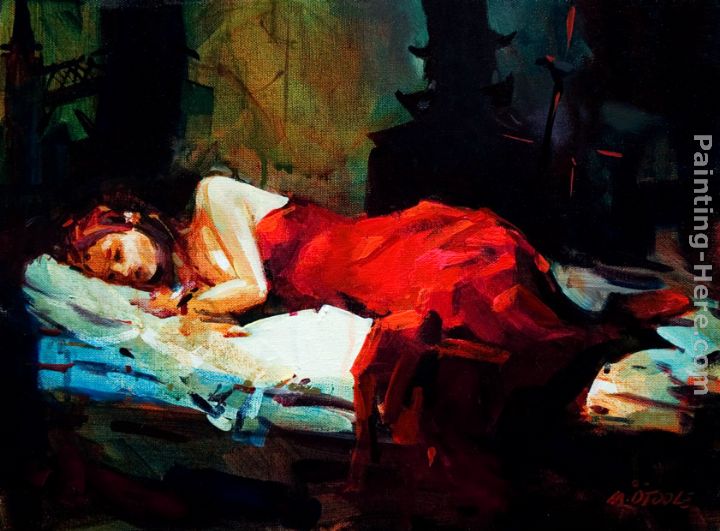 Sleeping Lady in Red painting - Michael O'Toole Sleeping Lady in Red art painting